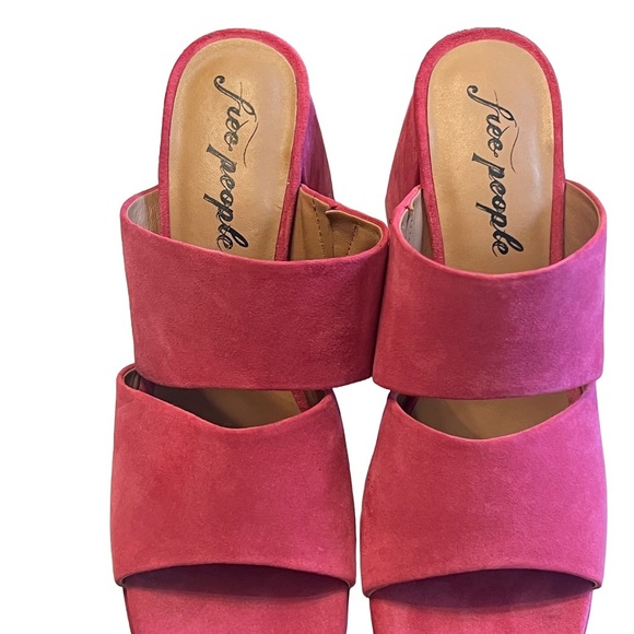 Free People - Love is Everywhere Suede Platform Fuchsia Fantastic Size 41 -NWOT - Picture 2 of 11